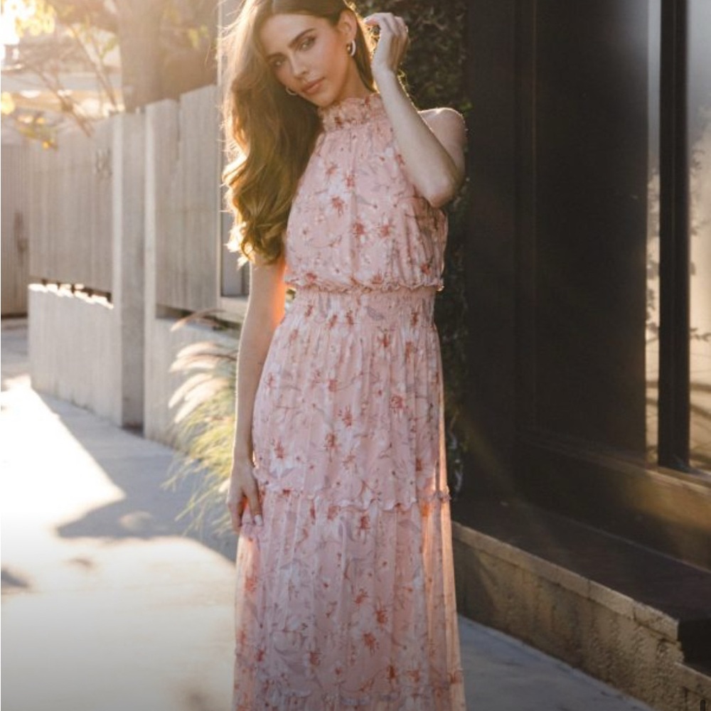 Sleeveless Pink Floral Maxi Dress - Elegant Tiered Summer Dress 14